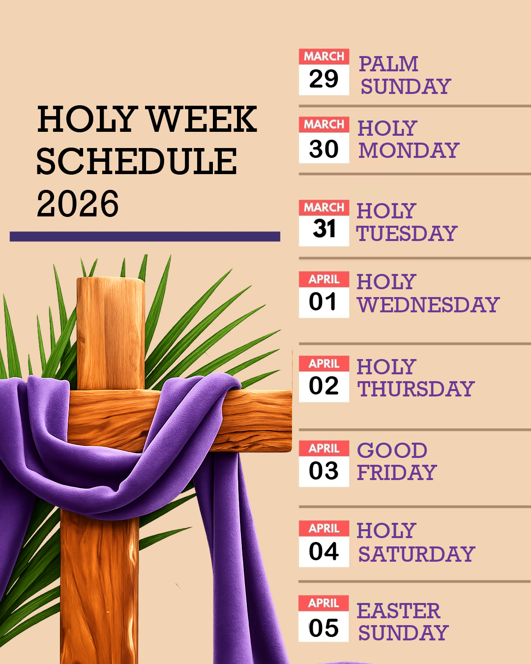 Holy Week Schedule                                                                                                                                                                                                                                                                                          