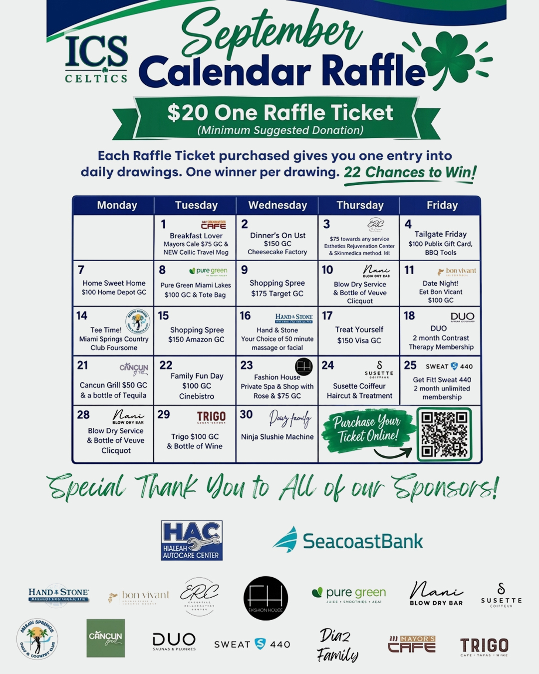 September Calendar Raffle                                                                                                                                                                                                                                                                                   
